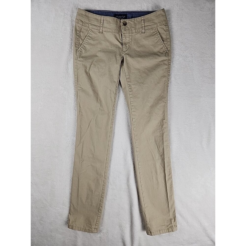 American Eagle Womens Jeans Size 00 REG Skinny Stretch Tan 28"x31"‎